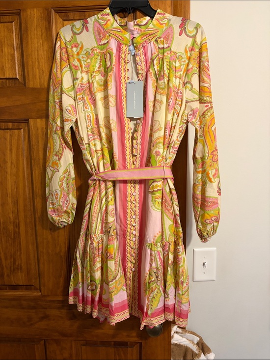 ANTONIO MELANI Dresses & Skirts - ANTONIO MELANI Pink, Green & Yellow Paisley Button-Front Dress